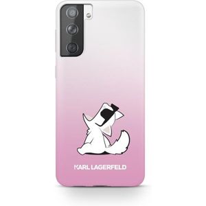 Karl Lagerfeld PC/TPU Choupette Eats kryt Samsung Galaxy S21+ Gradient růžový