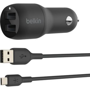 Belkin BOOST CHARGE duální USB-A nabíječka do auta + 1m MicroUSB kabel, černá