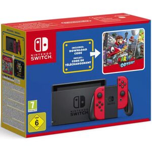 Nintendo Switch konzole červená - Super Mario Odyssey bundle