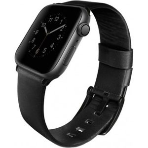 UNIQ Mondain kožený řemínek Apple Watch 44/42mm matně černý