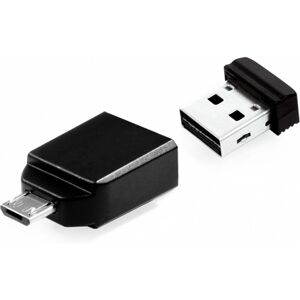 VERBATIM Flash Disk 16GB Store 'n' Stay NANO + micro USB OTG adaptér, USB 2.0, černý