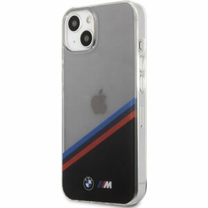 BMW M PC/TPU Tricolor Stripes Zadní Kryt iPhone 13 čirý