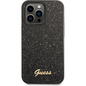 Guess PC/TPU Glitter Flakes Metal Logo kryt iPhone 14 Pro černý