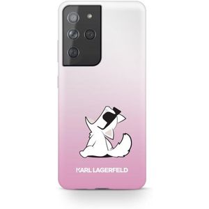 Karl Lagerfeld PC/TPU Choupette Eats kryt Samsung Galaxy S21 Ultra Gradient růžový