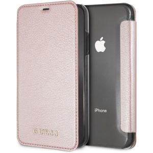 Guess PU Leather Book Case GUFLBKI61IGLTRG Iridescent iPhone XR růžově zlaté