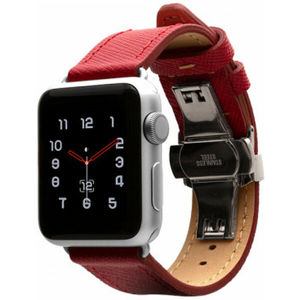 Monowear Saffiano Leather Band Apple Watch 38,40 mm červený/stříbrné přezky
