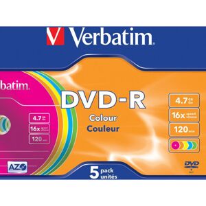 VERBATIM DVD-R(5 ks)Slim/Colour/16x/4.7GB