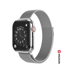 SWISSTEN řemínek Milánský tah pro Apple Watch 38-40 mm stříbrný