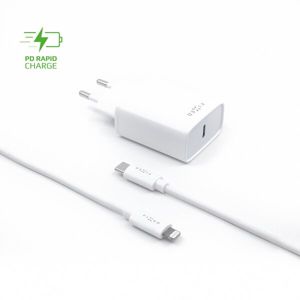 FIXED Set síťové nabíječky s USB-C, USB-C/Lightning kabel, (PD), 1 m, MFI, 18W,
