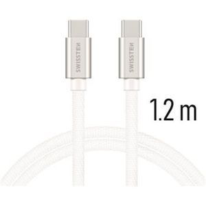 SWISSTEN Textile kabel USB-C / USB-C 1,2 m stříbrný