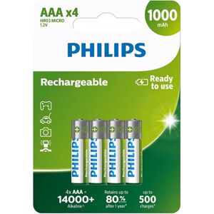 Philips R03B4RTU10/10 Nabíjecí baterie - 4x AAA 1000mAh (Připraveny k použití)