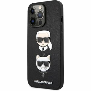 Karl Lagerfeld PU Saffiano Karl and Choupette Heads Case iPhone 13 Pro černý