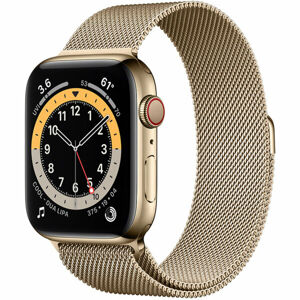 Apple Watch Series 6 Cellular 44mm zlatá ocel se zlatým milánským tahem