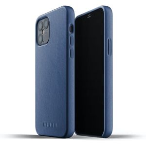 Mujjo Full Leather kryt Apple iPhone 12 / 12 Pro modrý