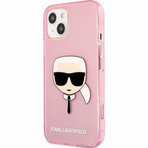 Karl Lagerfeld TPU Full Glitter Karl Head Cover iPhone 13 mini růžový
