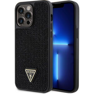 Guess Rhinestones Triangle Metal Logo Kryt pro iPhone 15 Pro Max černý