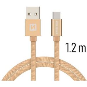 SWISSTEN Textile kabel USB / USB-C 1,2 m zlatý
