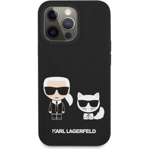 Karl Lagerfeld and Choupette Liquid Silicone Cover iPhone 13 Pro černý