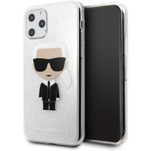Karl Lagerfeld Glitter Iconic KLHCN58TPUTRIKSI kryt iPhone 11 Pro stříbrný