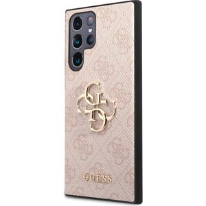 Guess PU 4G Metal Logo kryt Samsung Galaxy S23 Ultra růžový