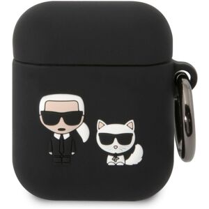 Karl Lagerfeld and Choupette Silikonové pouzdro Airpods 1/2 černé