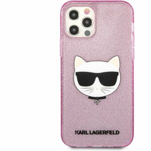 Karl Lagerfeld Choupette Head Glitter kryt iPhone 12 Pro Max růžový