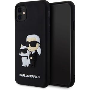 Karl Lagerfeld 3D Rubber Karl and Choupette kryt iPhone 11 černý