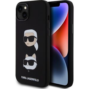 Karl Lagerfeld Liquid Silicone Karl and Choupette Heads Kryt iPhone 15 Plus černý