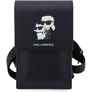 Karl Lagerfeld Saffiano Metal Logo NFT Wallet Phone Bag černý