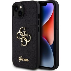 Guess PU Fixed Glitter 4G Metal Logo kryt iPhone 15 černý