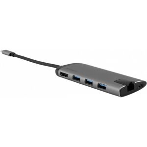 Verbatim USB-C Multiport HUB, 3x USB 3.0, 1x USB-C, HDMI, LAN, SD, microSD dokovací stanice šedá