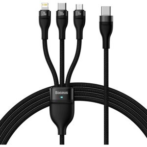 Baseus Flash Series 3v1 USB-C kabel na USB-C, Lightning, MicroUSB 100W (1.5m) černý