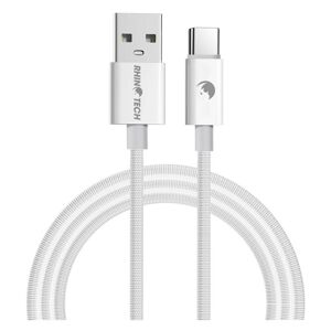 RhinoTech kabel s nylonovým opletem USB-A na USB-C 27W, 1 m bílý