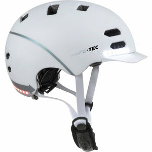 Safe-Tec SK8 chytrá helma na skate, kolobežku M (55cm- 58 cm) bílá