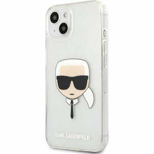 Karl Lagerfeld TPU Full Glitter Karl Head Cover iPhone 13 stříbrný