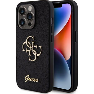 Guess PU Fixed Glitter 4G Metal Logo kryt iPhone 15 Pro černý