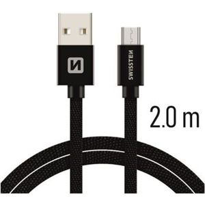 SWISSTEN Textile kabel USB / micro USB 2,0 m černý