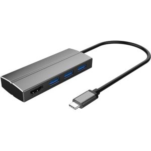 PremiumCord Adaptér USB 3.1 Type-C male na HDMI female + 3x USB 3.0 šedý