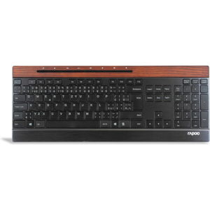 Rapoo E9260 bezdrátová klávesnice s dřeveným detailem CZ černá