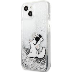 Karl Lagerfeld Liquid Glitter Choupette Eat Cover iPhone 13 mini stříbrný