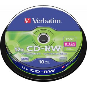 VERBATIM CD-RW(10 ks)Spindle/8x-12x/High Speed/DLP/700MB