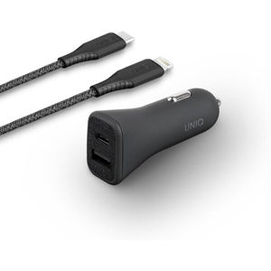 UNIQ Votra Duo nabíječka do auta s USB-C (PD) 18W černá