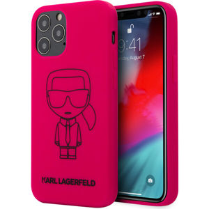 Karl Lagerfeld Iconic Outline silikonový kryt iPhone 12/12 Pro 6.1" růžový
