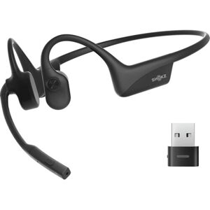 Shokz OpenComm 2 UC s adaptérem typu USB-A, Bluetooth sluchátka před uši s mikrofonem, černá