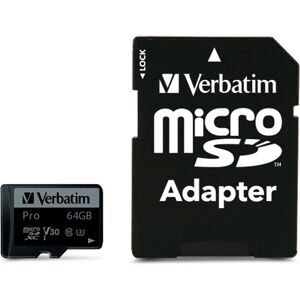 VERBATIM MicroSDXC karta 64GB Pro + SD adaptér