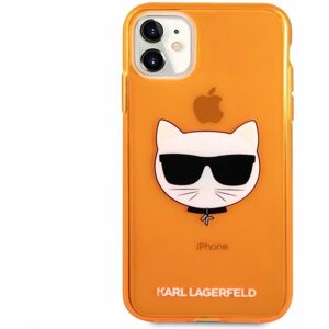 Karl Lagerfeld TPU Choupette Head kryt iPhone 11 Fluo Orange