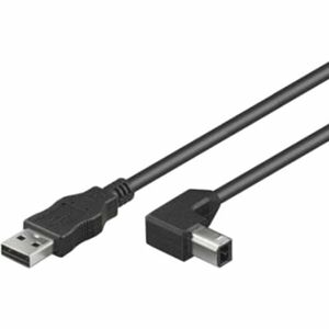 PremiumCord kabel USB 2.0 A-B se zahnutým USB-B konektorem 90° 1m