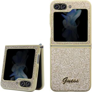 Guess PC/TPU Glitter Flakes Metal Logo kryt Samsung Galaxy Z Flip5 zlatý