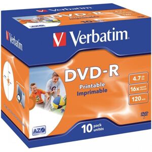 VERBATIM DVD-R (10 ks)Printable/16x/4.7GB/Jewel